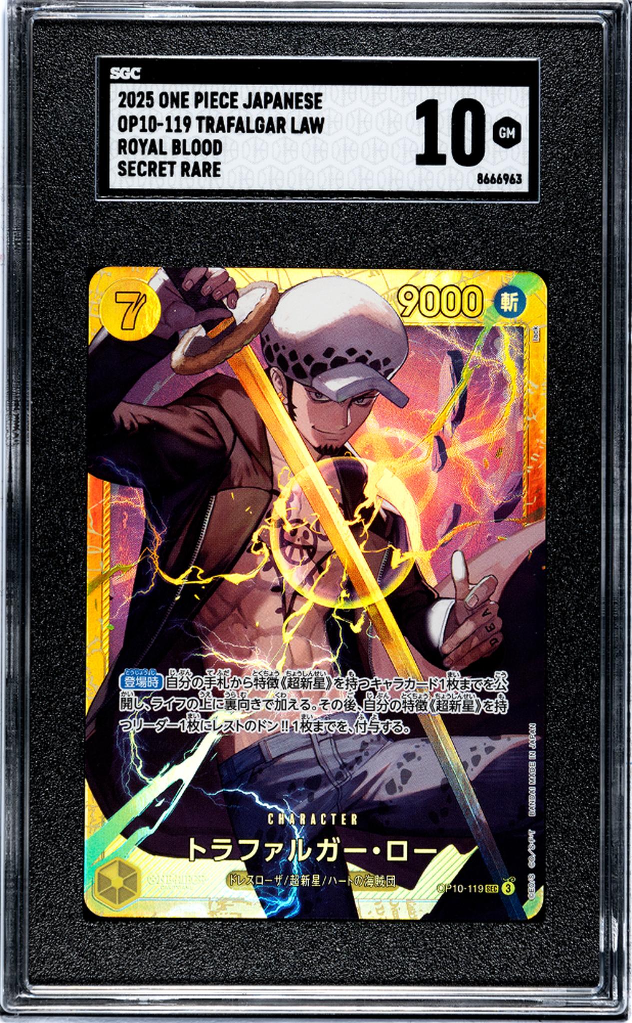 2025 One Piece Japanese Royal Blood #OP10-119 Trafalgar Law Secret Rare SGC 10