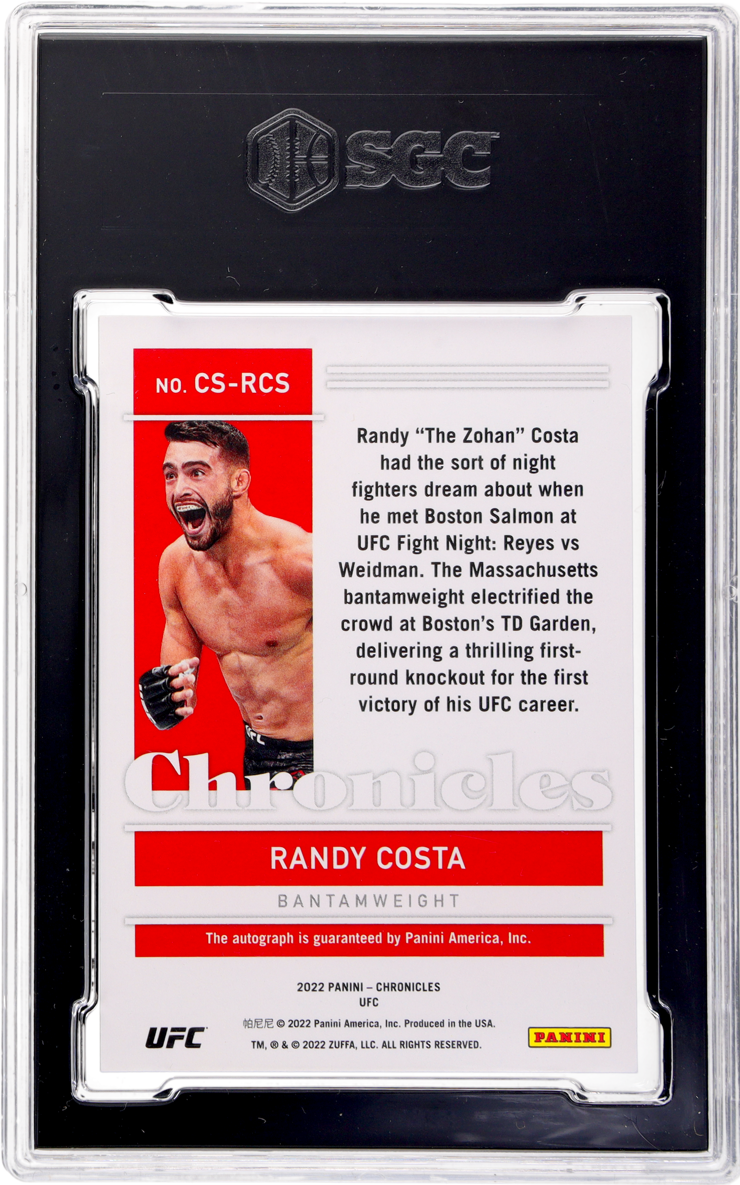 2022 Panini Chronicles Ufc #CS-RCS Randy Costa Auto. Gold 9 SGC 9.5