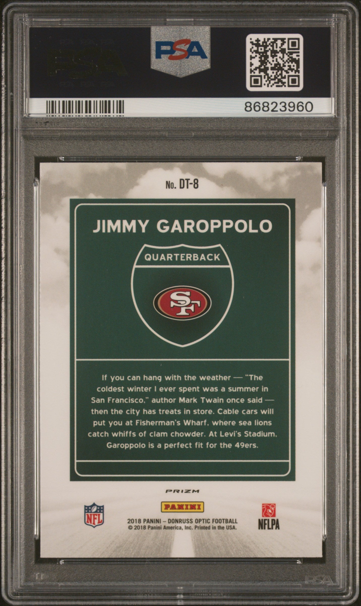 2018 Panini Donruss Optic Downtown Jimmy Garoppolo #DT8 PSA 10