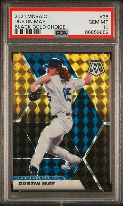 2021 Panini Mosaic Dustin May #35 Black Gold Choice PSA 10