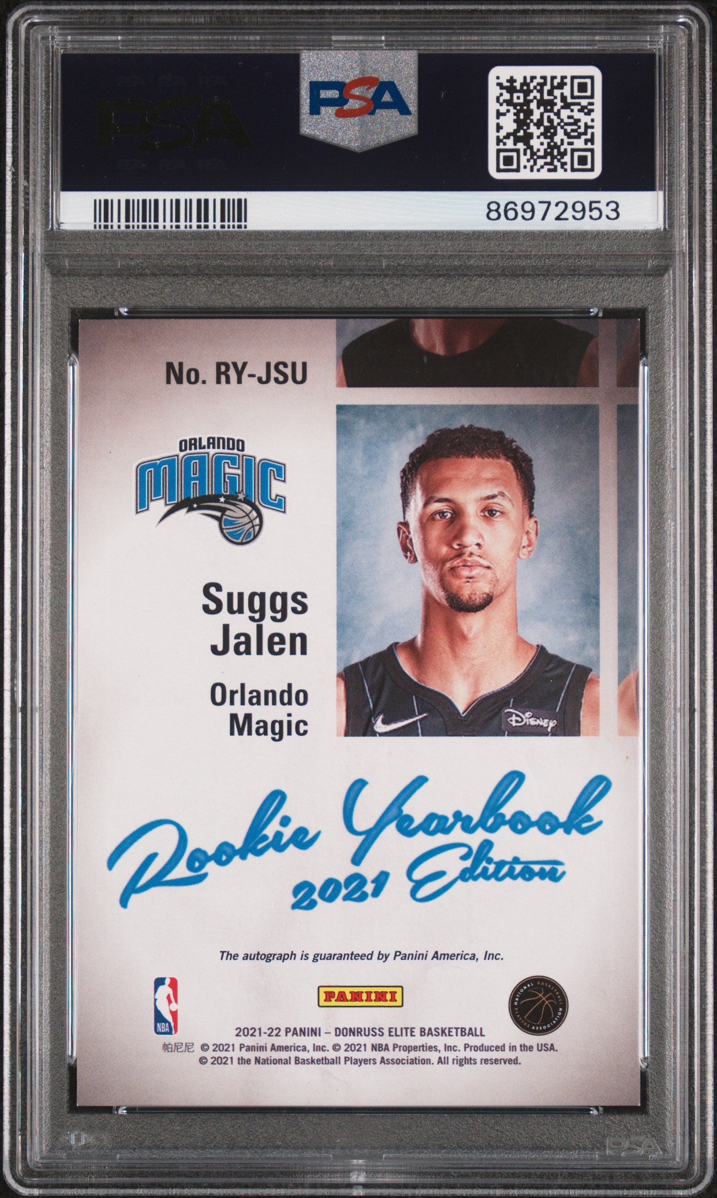 2021 Donruss Elite #RY-JSU Jalen Suggs Yearbook /10 PSA 9