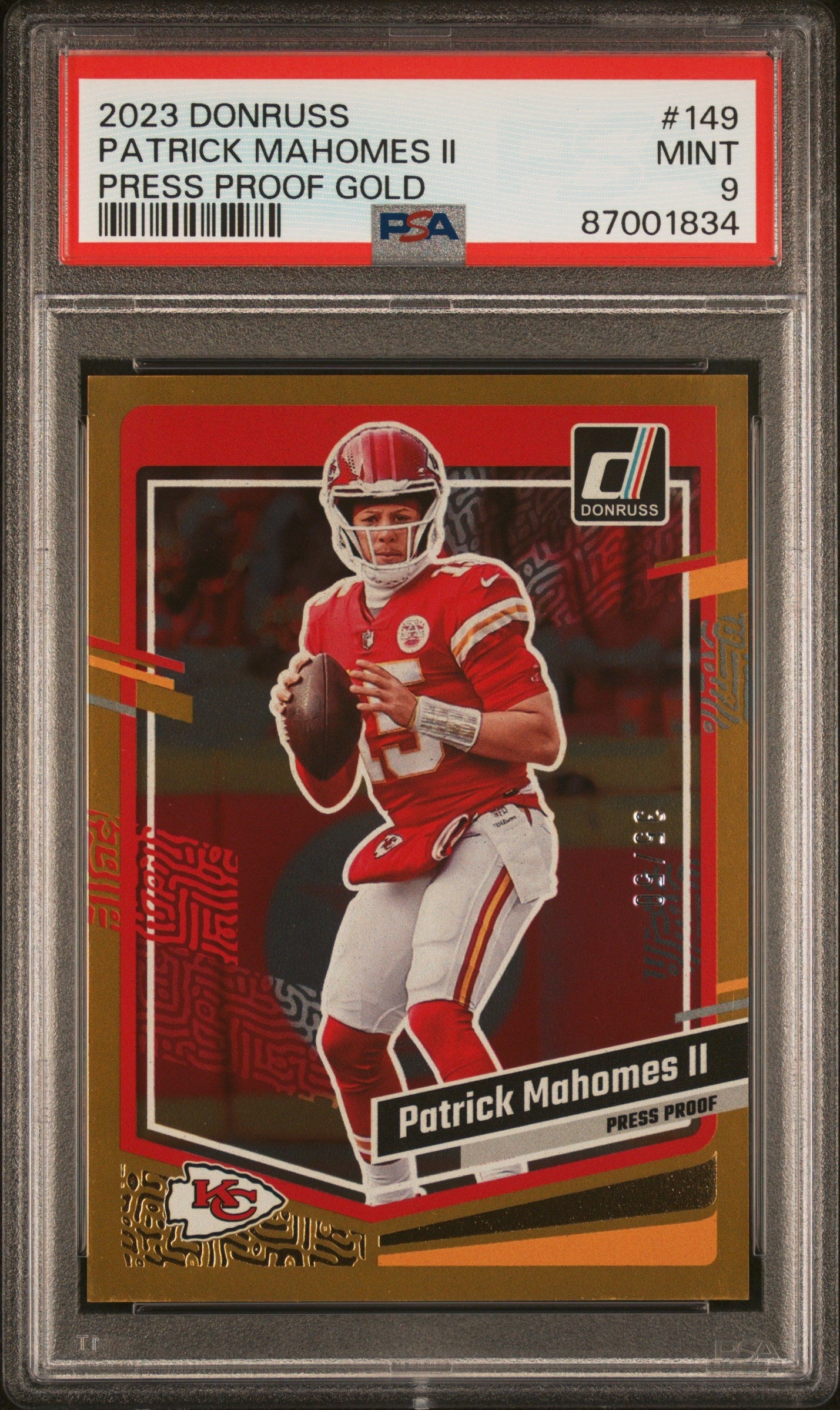 2023 Panini Donruss #149 Patrick Mahomes II Press Proof Gold PSA 9