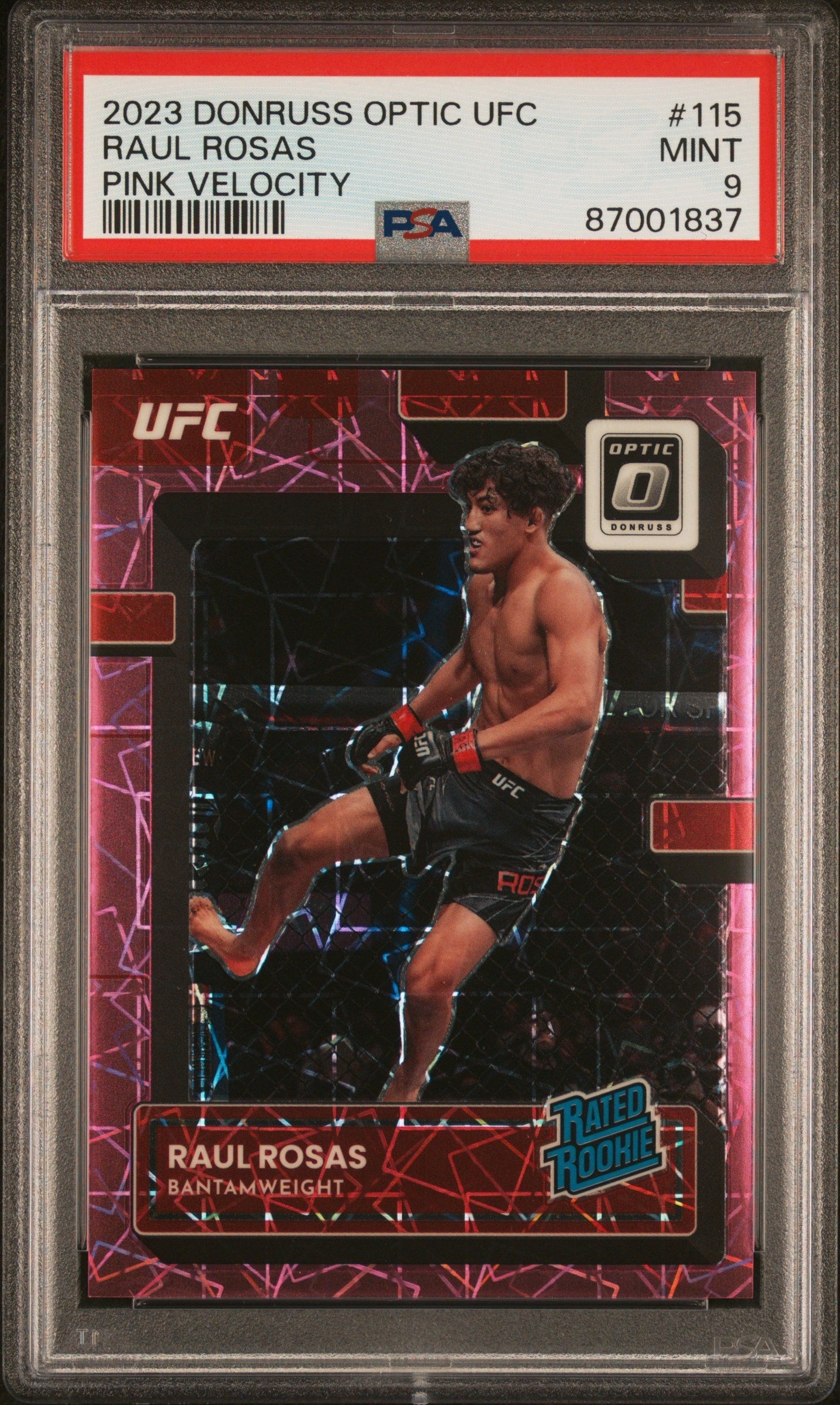 2023 Panini Donruss Optic UFC #115 Raul Rosas Jr. Pink Velocity PSA 9