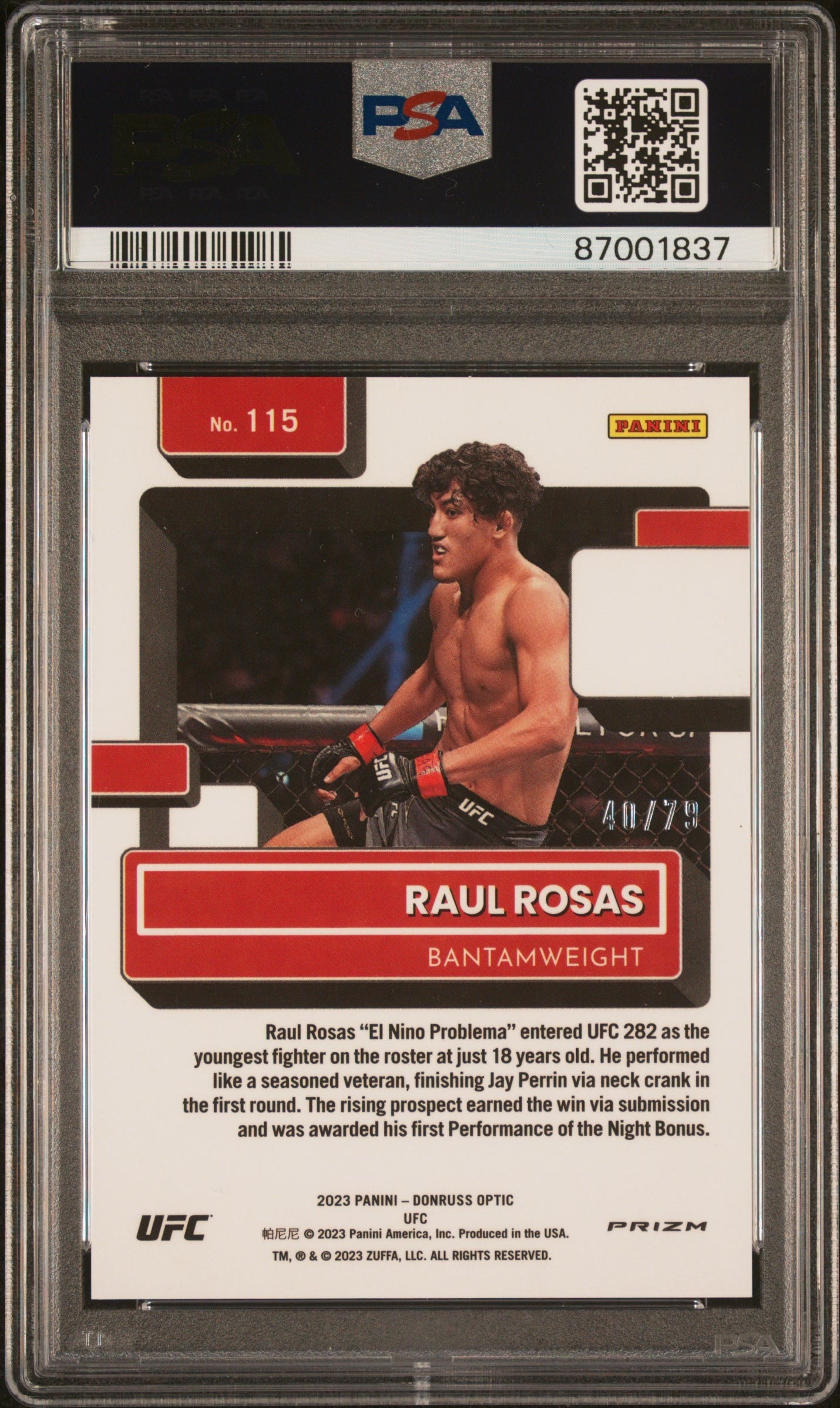 2023 Panini Donruss Optic UFC #115 Raul Rosas Jr. Pink Velocity PSA 9