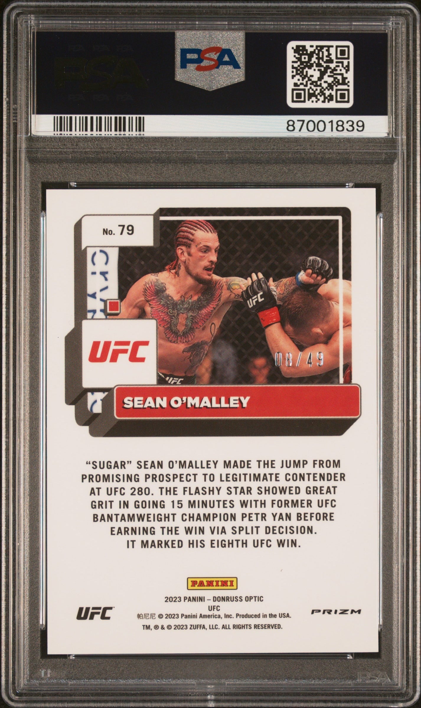 2023 Panini Donruss Optic UFC #79 Sean O'Malley Orange PSA 8