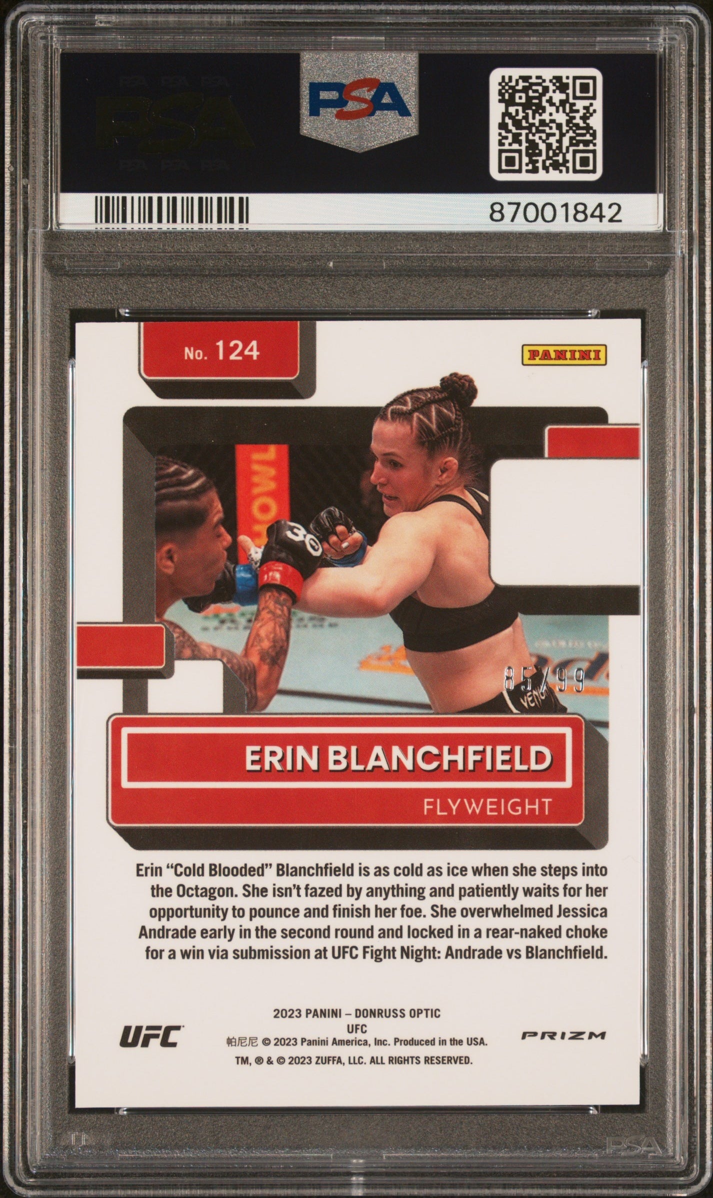 2023 Panini Donruss Optic UFC #124 Erin Blanchfield Blue PSA 9