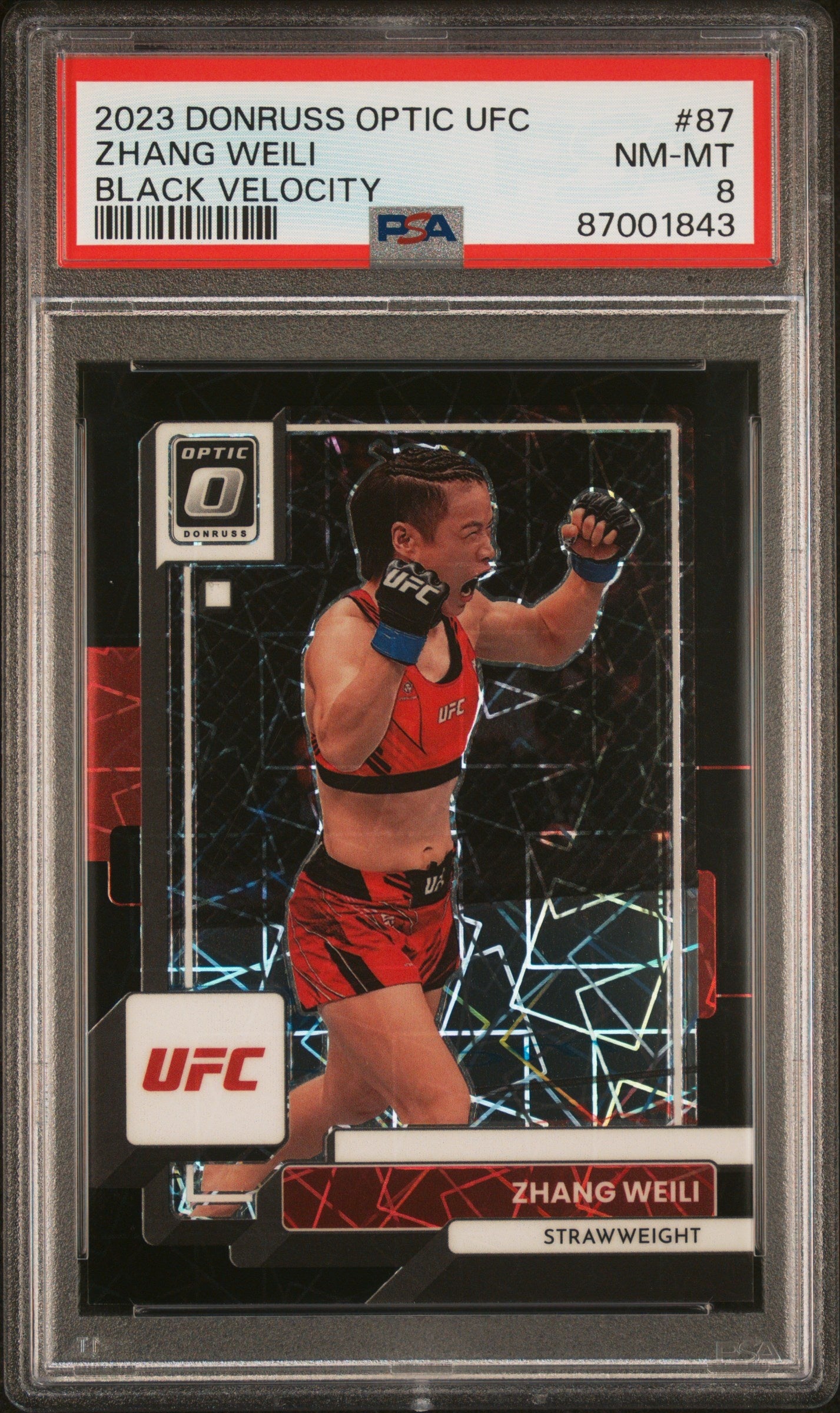 2023 Panini Donruss Optic UFC #87 Weili Zhang Black Velocity PSA 8