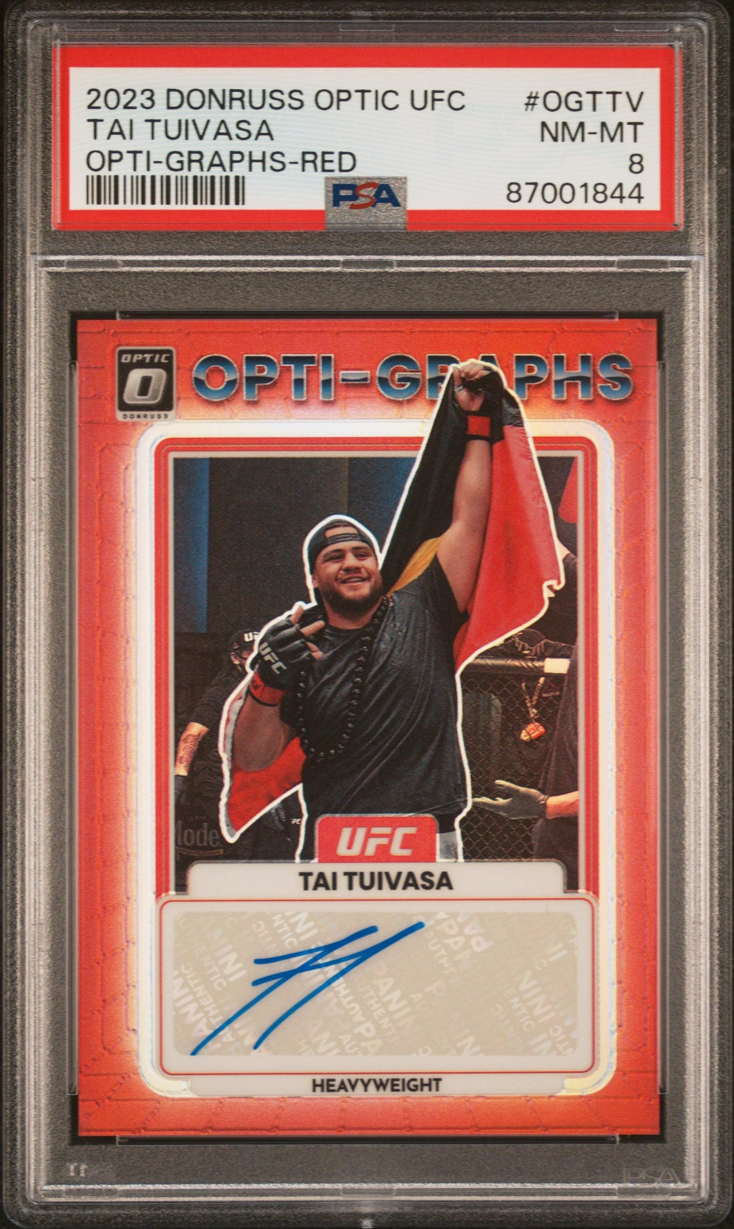 2023 Panini Donruss Optic UFC Opti-Graphs #OGTTV Tai Tuivasa Red PSA 8