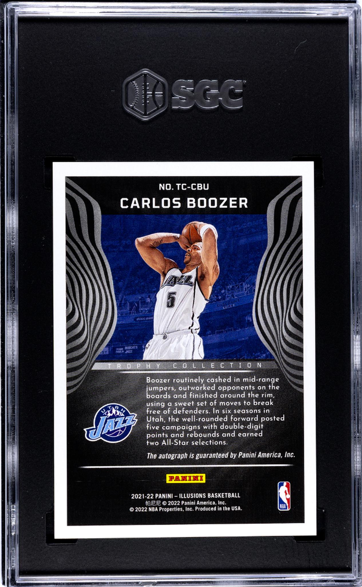 2021-22 Panini Illusions #TC-CBU Carlos Boozer Trophy Collection Auto. SGC 10