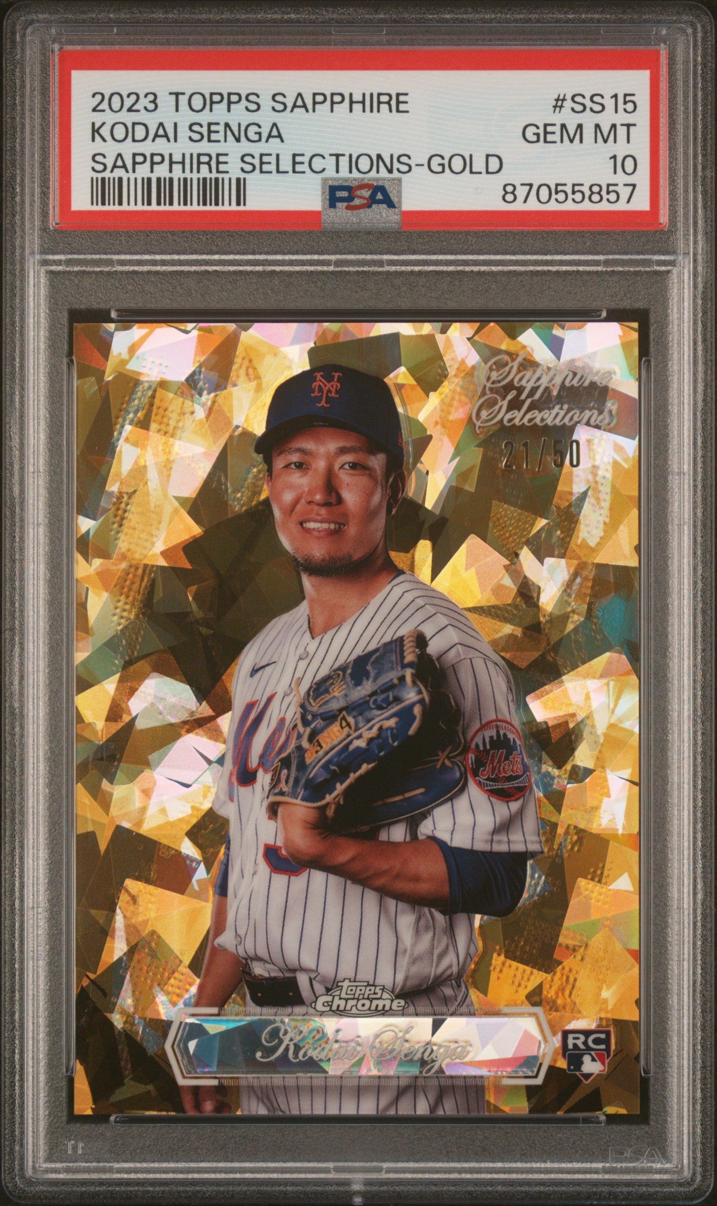 2023 Topps Chrome Sapphire Sapphire Selections Gold Kodai Senga #SS15 /50 PSA 10