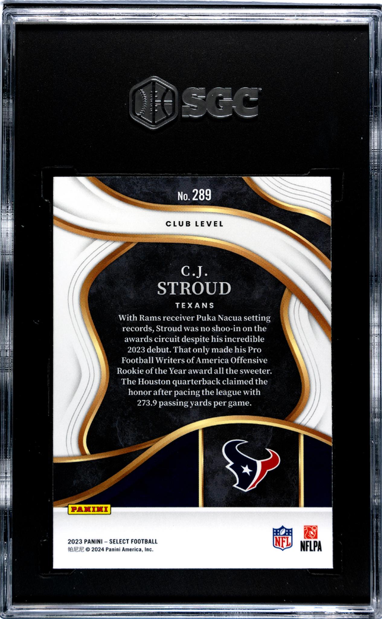 2023 Panini Select #289 Cj Stroud SGC 9.5