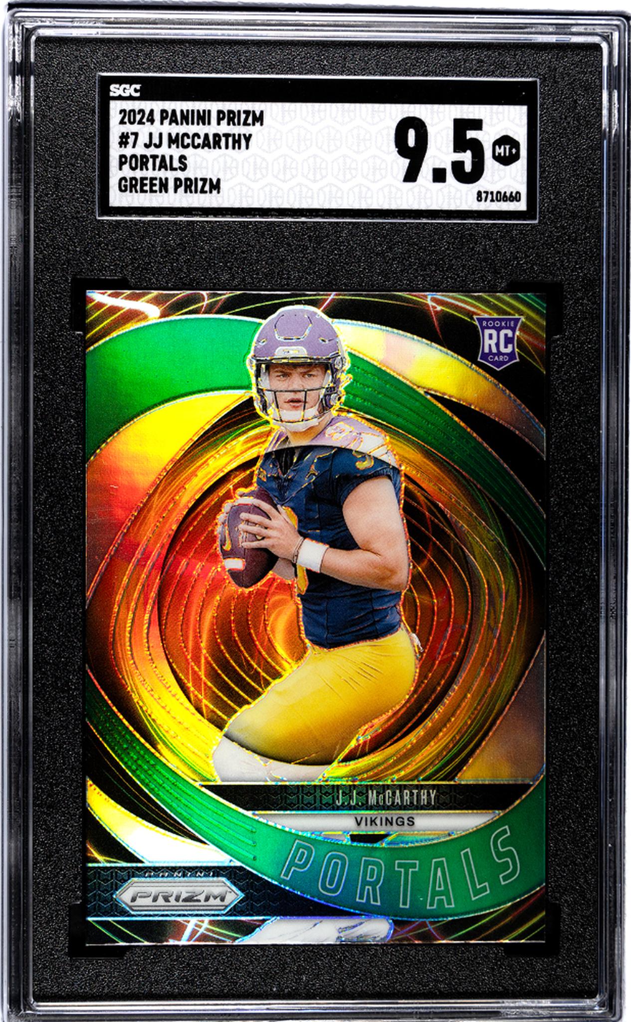 2024 Panini Prizm #7 Jj Mccarthy Portals Green Prizm SGC 9.5