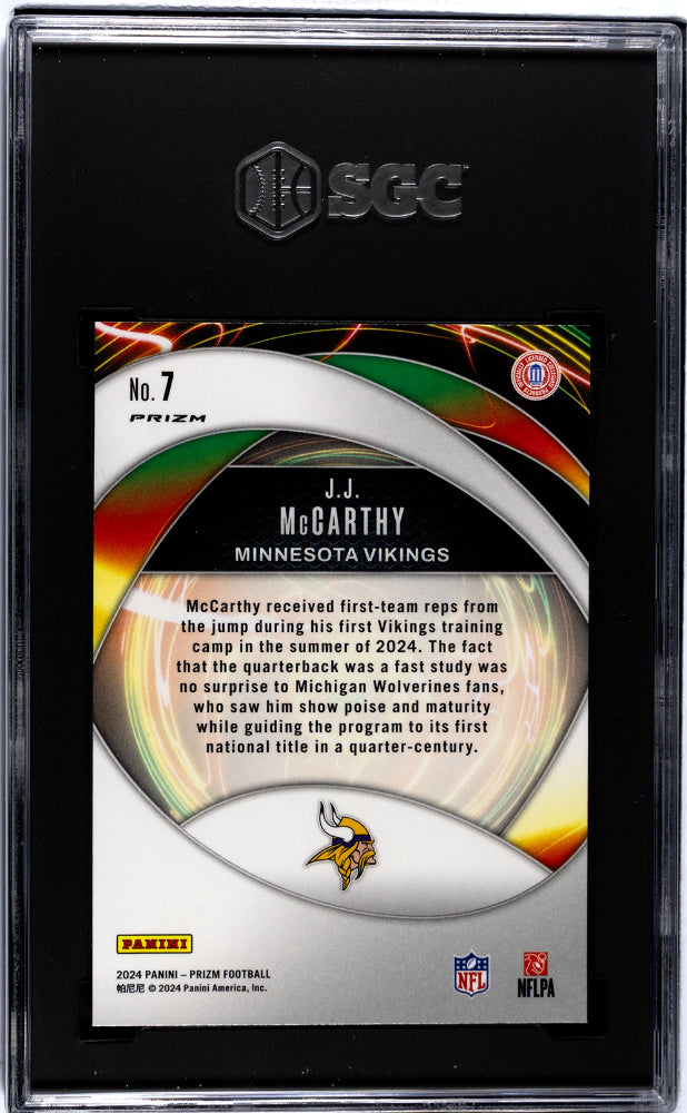 2024 Panini Prizm #7 Jj Mccarthy Portals Green Prizm SGC 9.5