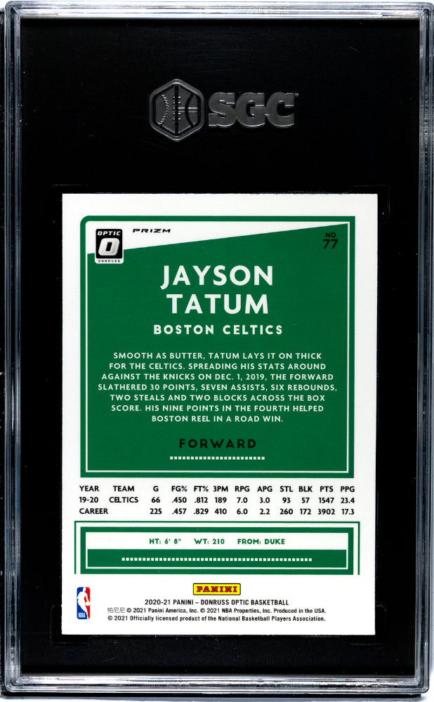 2020-21 Donruss Optic #77 Jayson Tatum Fanatics Box Set SGC 10