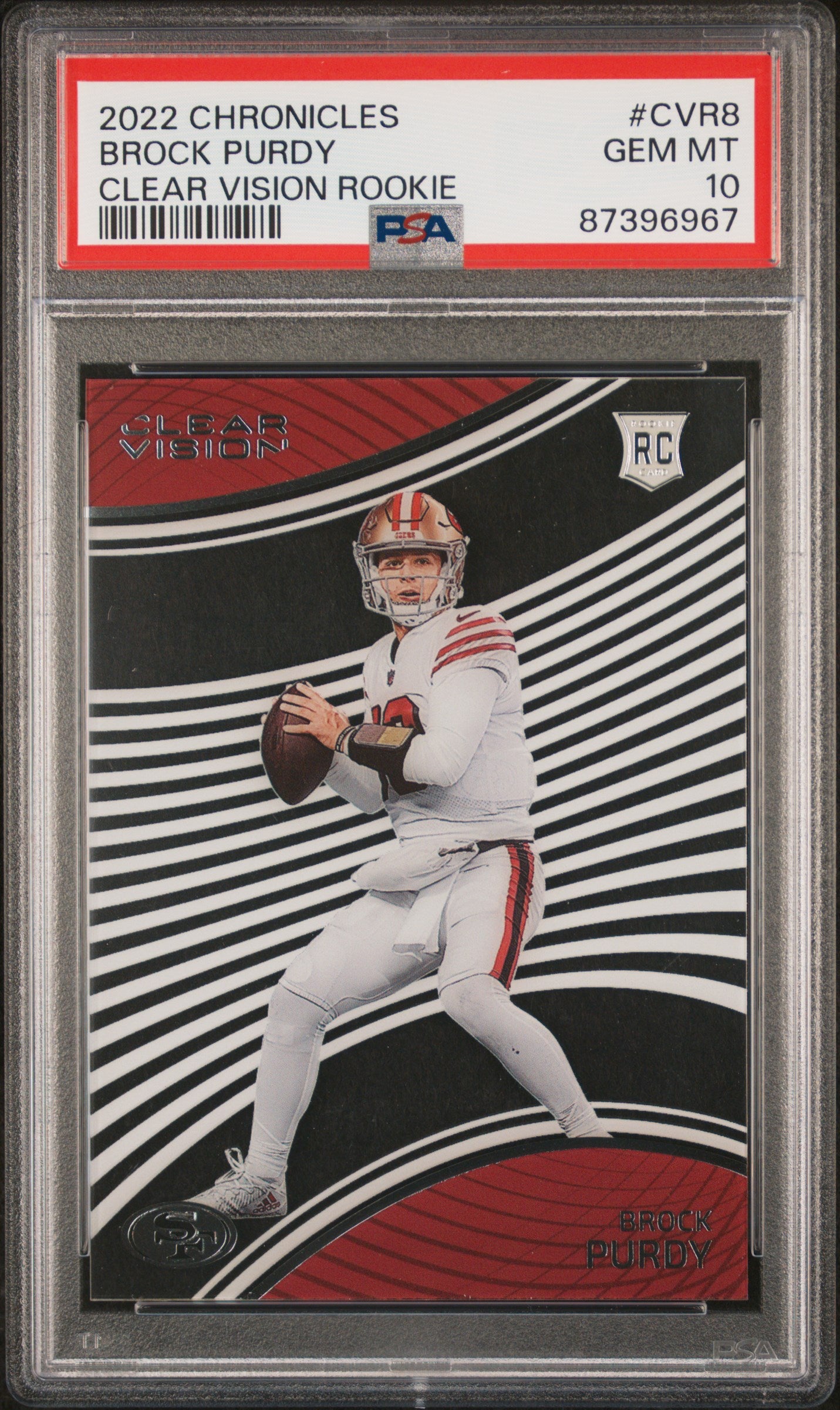 2022 Panini Chronicles Clear Vision Brock Purdy #CVR-8 RC PSA 10