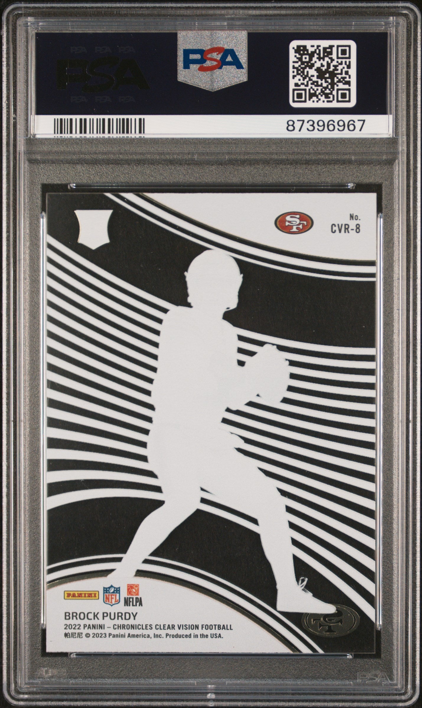 2022 Panini Chronicles Clear Vision Brock Purdy #CVR-8 RC PSA 10