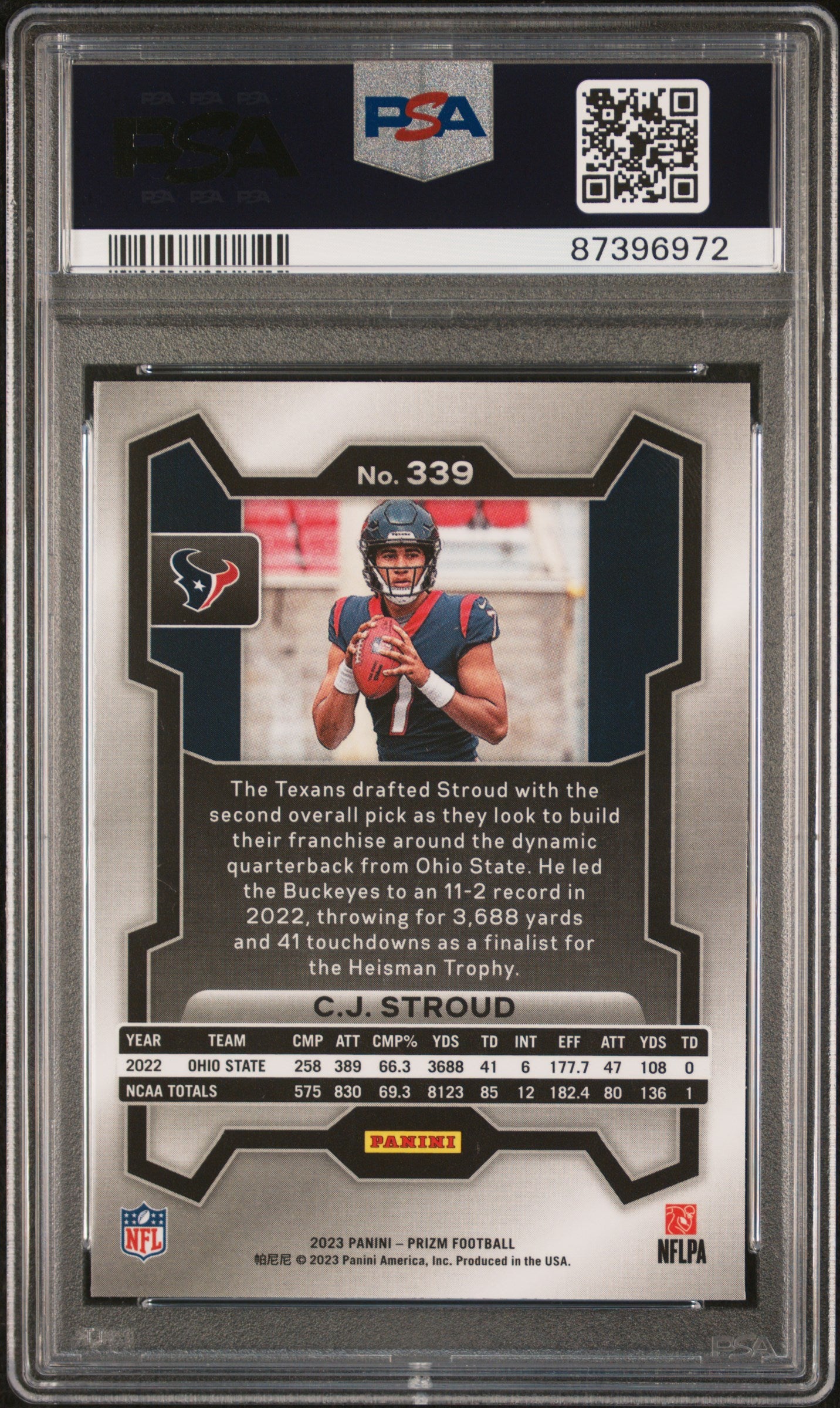 2023 Panini Prizm CJ Stroud #339 RC PSA 10