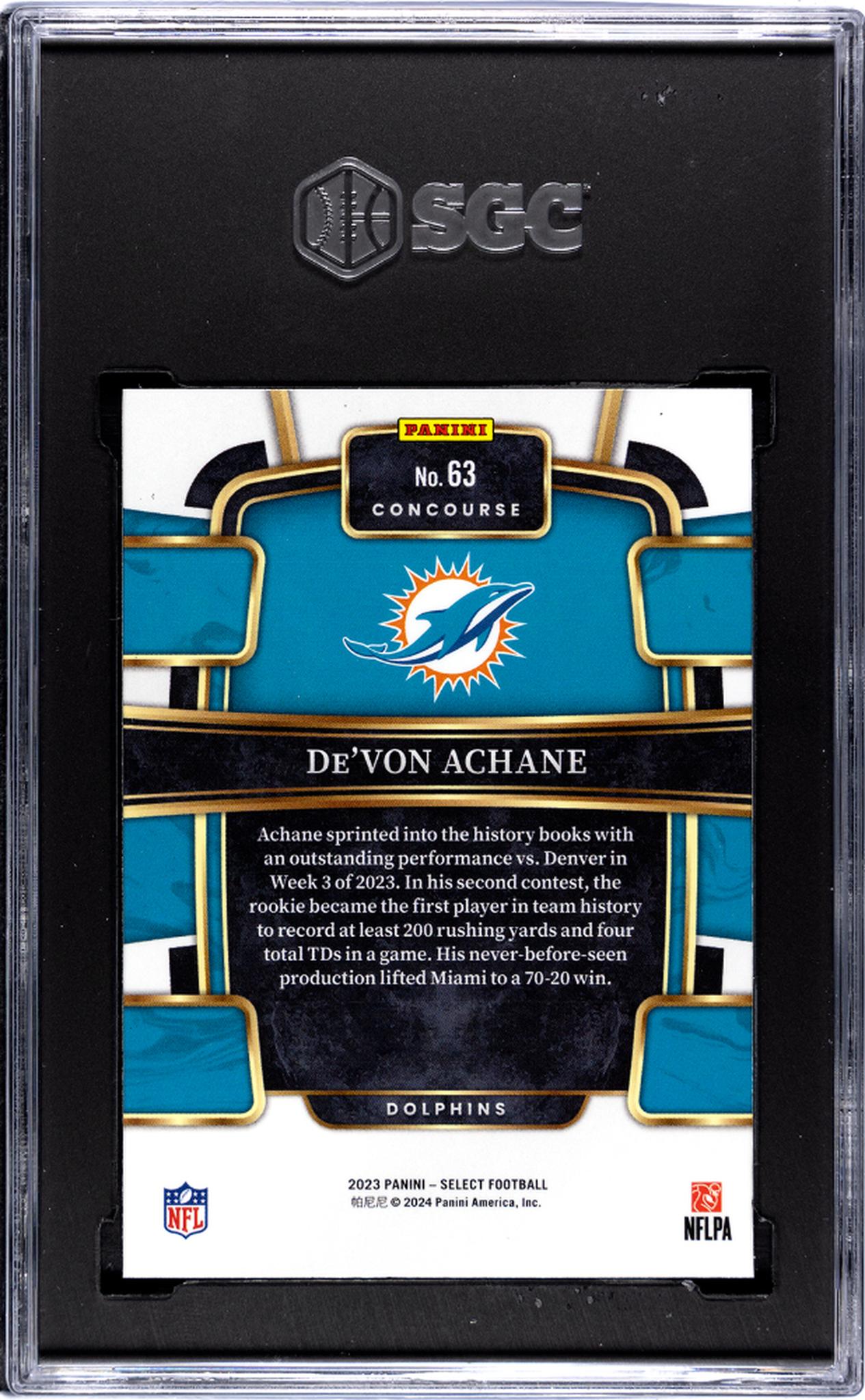 2023 Panini Select #63 De'Von Achane SGC 9.5