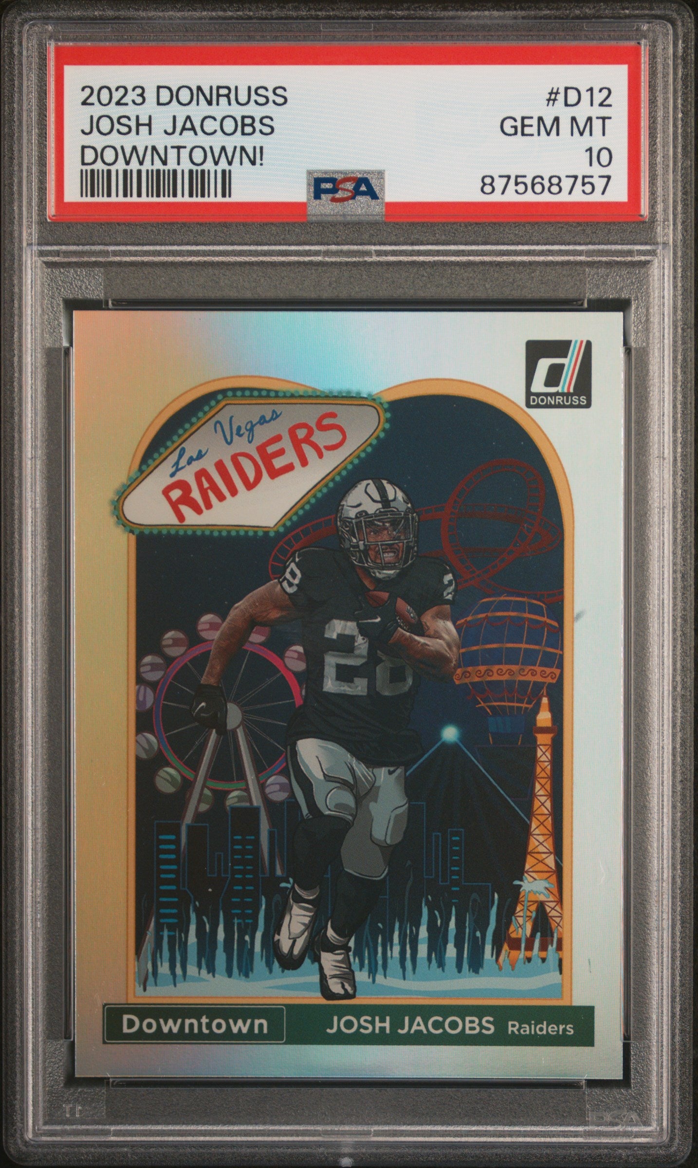 2023 Donruss #D-12 Josh Jacobs Downtown PSA 10
