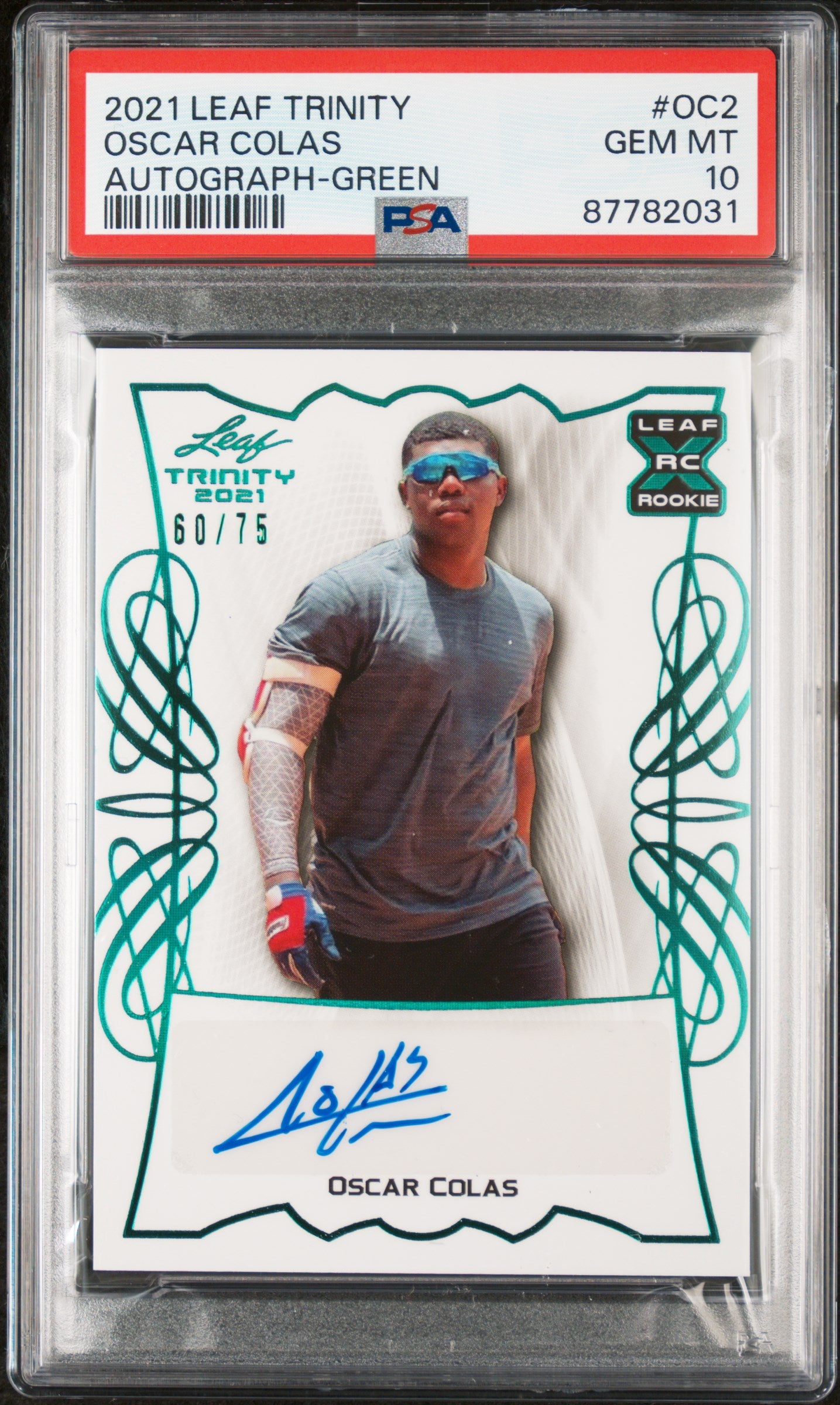 2021 Leaf Trinity Green Oscar Colas #OC2 RC Auto /75 PSA 10