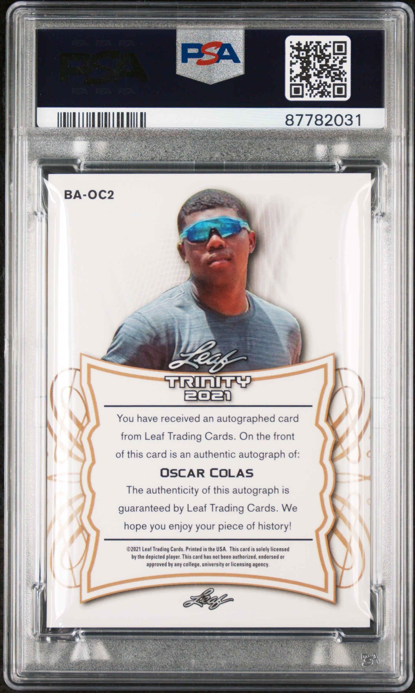 2021 Leaf Trinity Green Oscar Colas #OC2 RC Auto /75 PSA 10