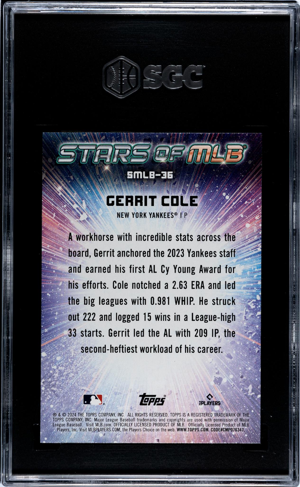 2024 Topps Stars of MLB Gerrit Cole #SMLB-36 SGC 10