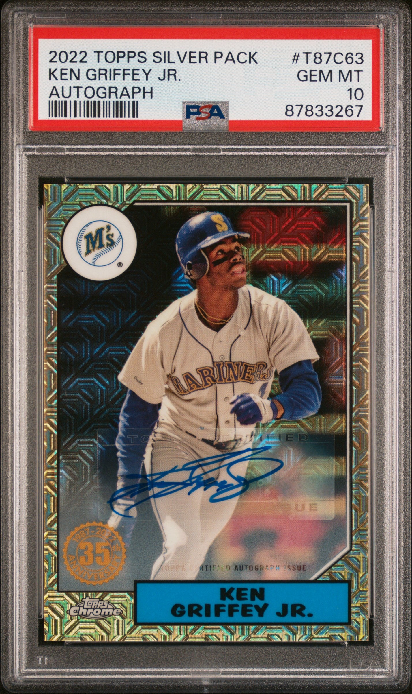 2022 Topps Silver Pack 1987 Chrome Ken Griffey Jr. #T87C-63 Auto PSA 10