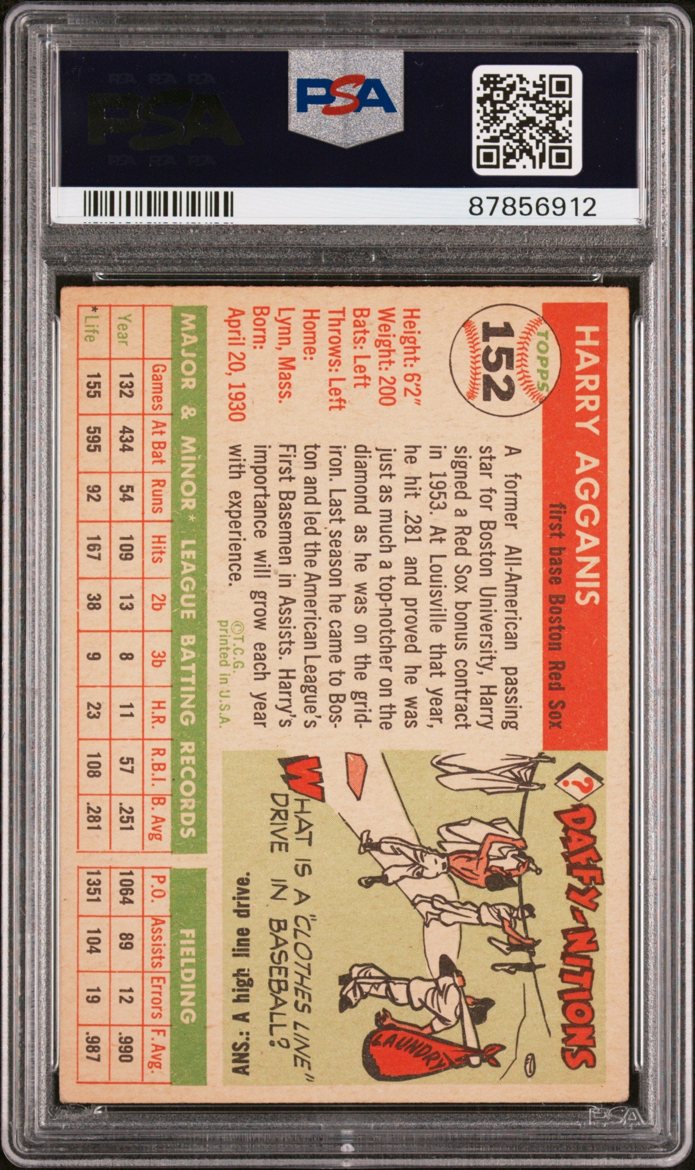 1955 Topps Harry Agganis #152 PSA 4