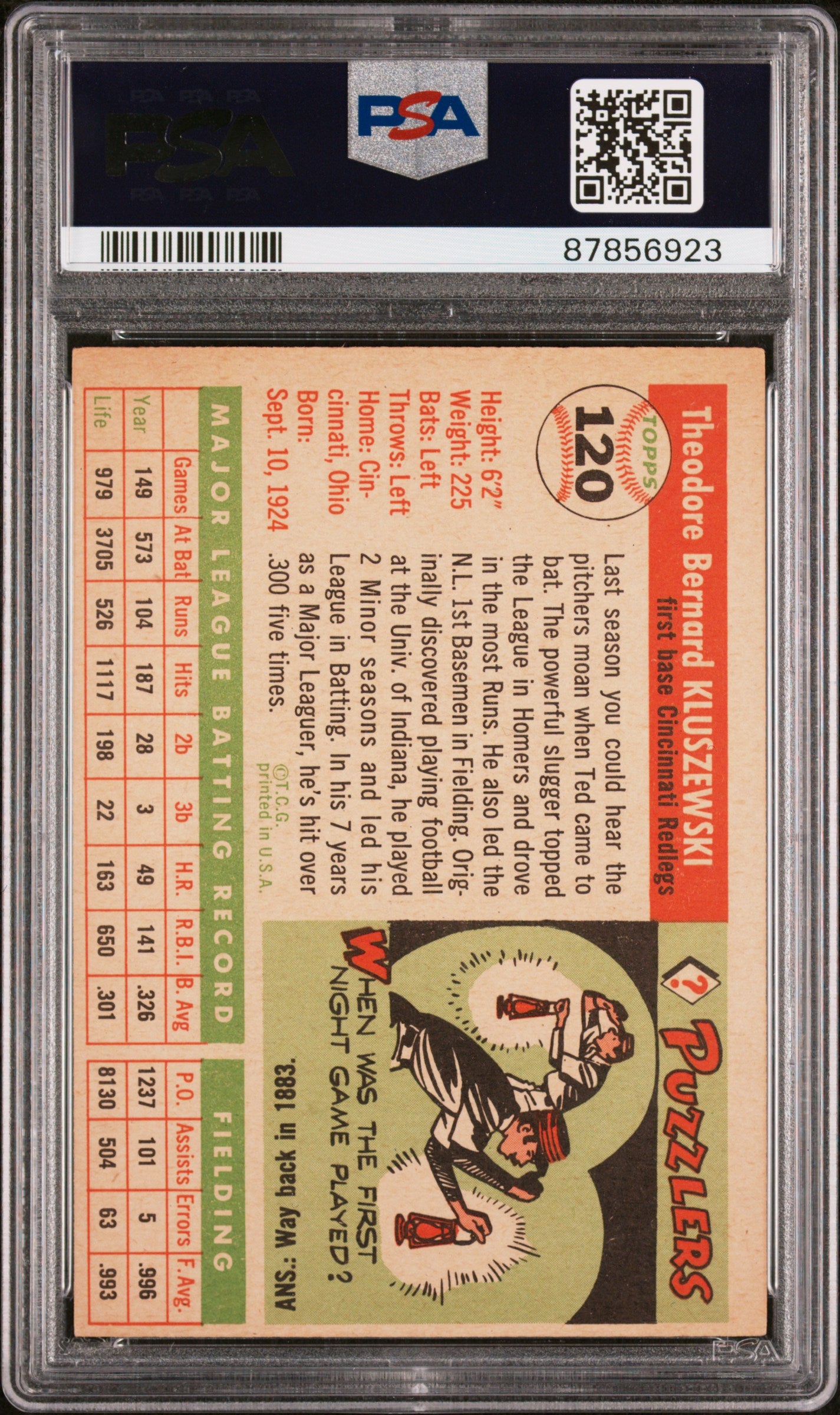 1955 Topps Ted Kluszewski #120 PSA 5