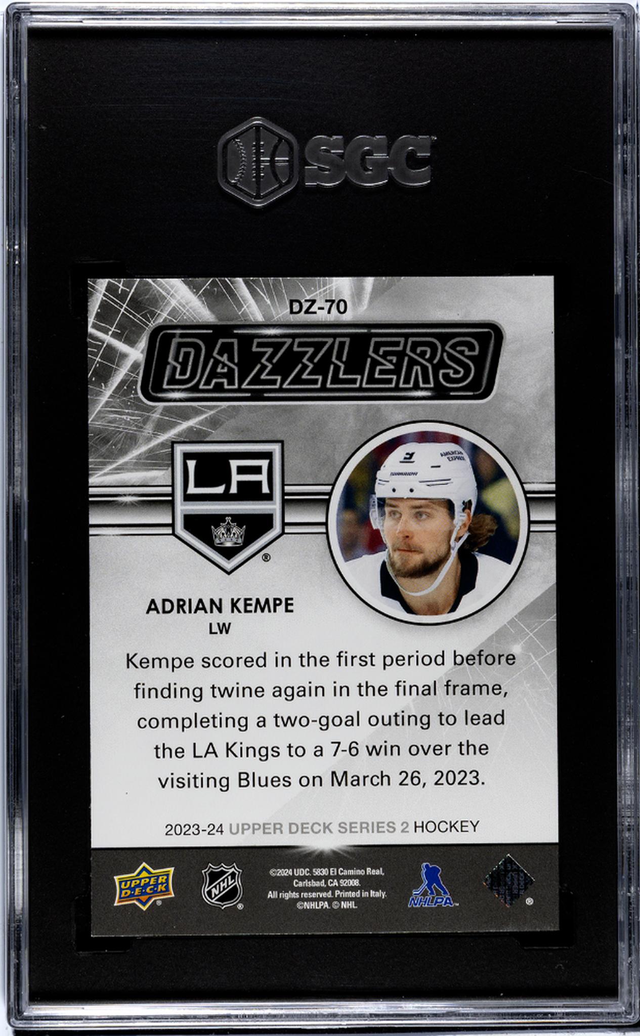 2023-24 Upper Deck #DZ-70 Adrian Kempe Dazzlers Green SGC 9.5