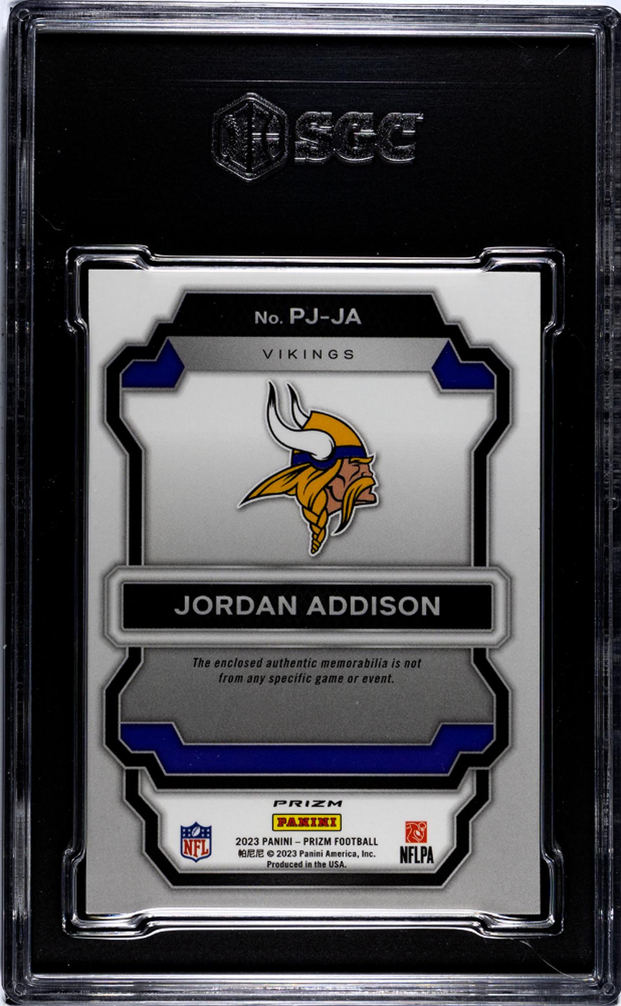 2023 Panini Prizm #PJ-JA Jordan Addison Premier Jerseys SGC 9.5