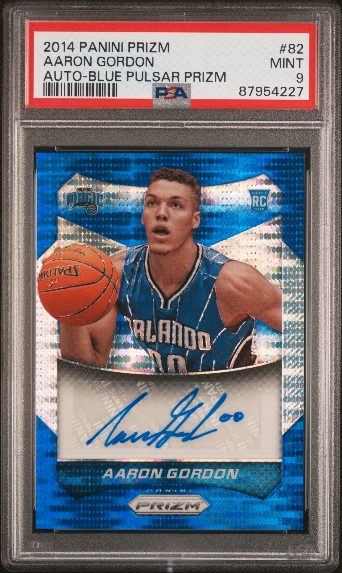 2014 Panini Prizm Blue Pulsar Aaron Gordon #82 RC Auto /249 PSA 9