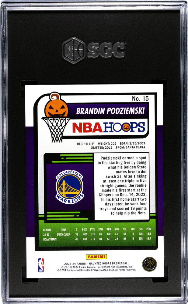 2023-24 Panini Haunted Hoops #15 Brandin Podziemski Slime SGC 9