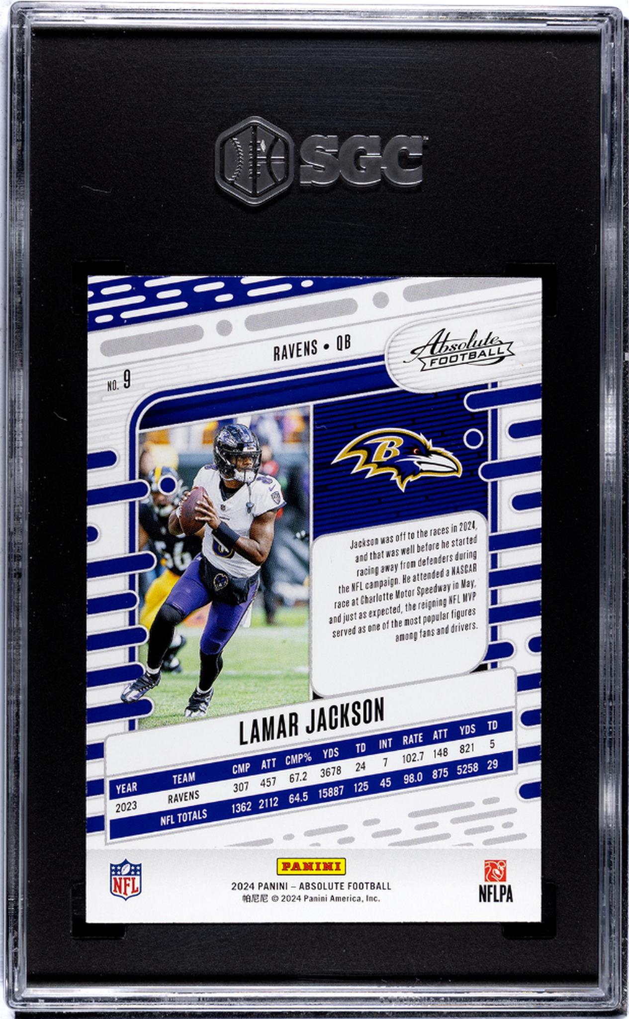 2024 Panini Absolute #9 Lamar Jackson Retail SGC 10