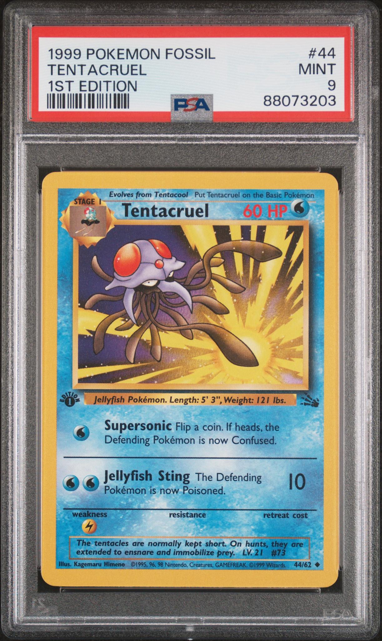 1999 Fossil #44/62 Tentacruel 1st Edition PSA 9