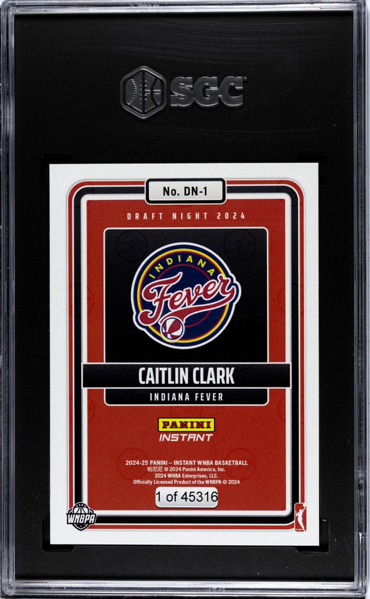 2024 Panini Instant #DN-1 Caitlin Clark Draft Night 2024 Rookie SGC 9