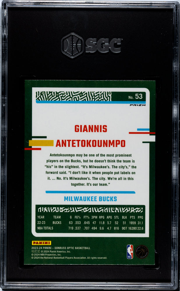 2023 Donruss Optic #53 Giannis Antetokounmpo SGC 9.5