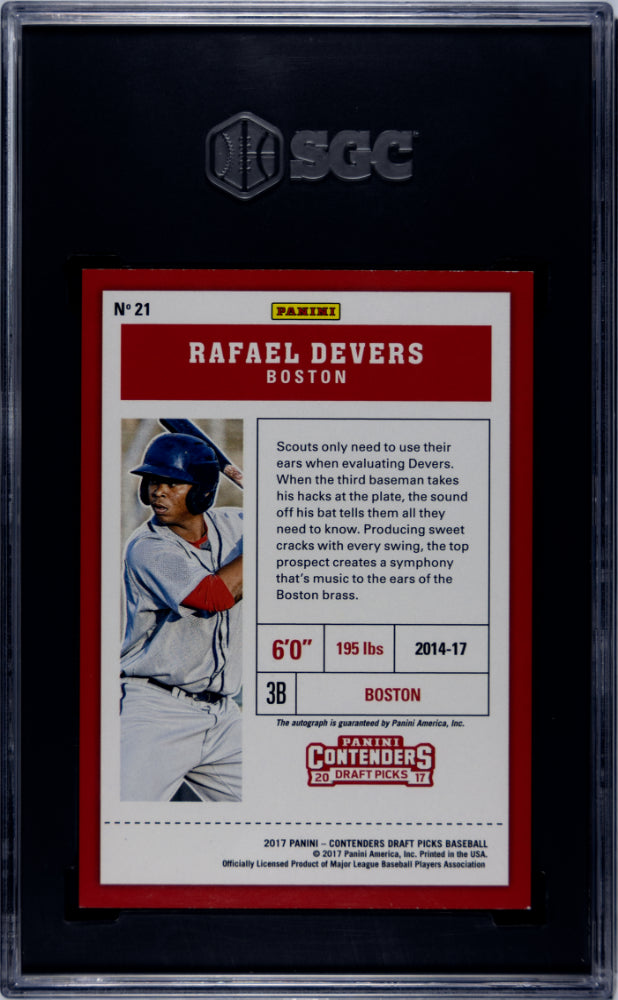 2017 Panini Contenders DP Cracked Ice Rafael Devers #21 Auto /23 SGC 9.5 Auto 10