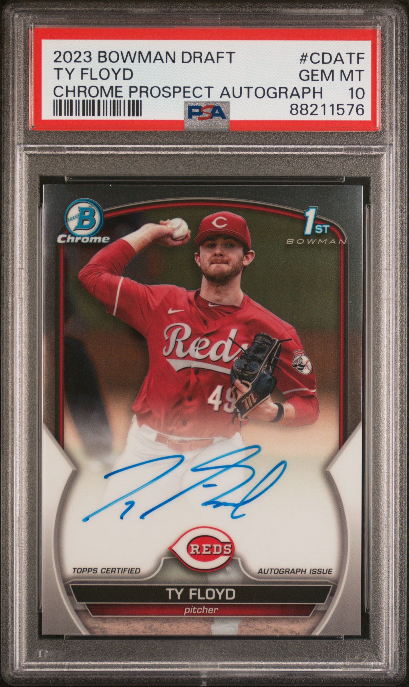 2023 Bowman Chrome Draft #CDATF Ty Floyd Autographs PSA 10