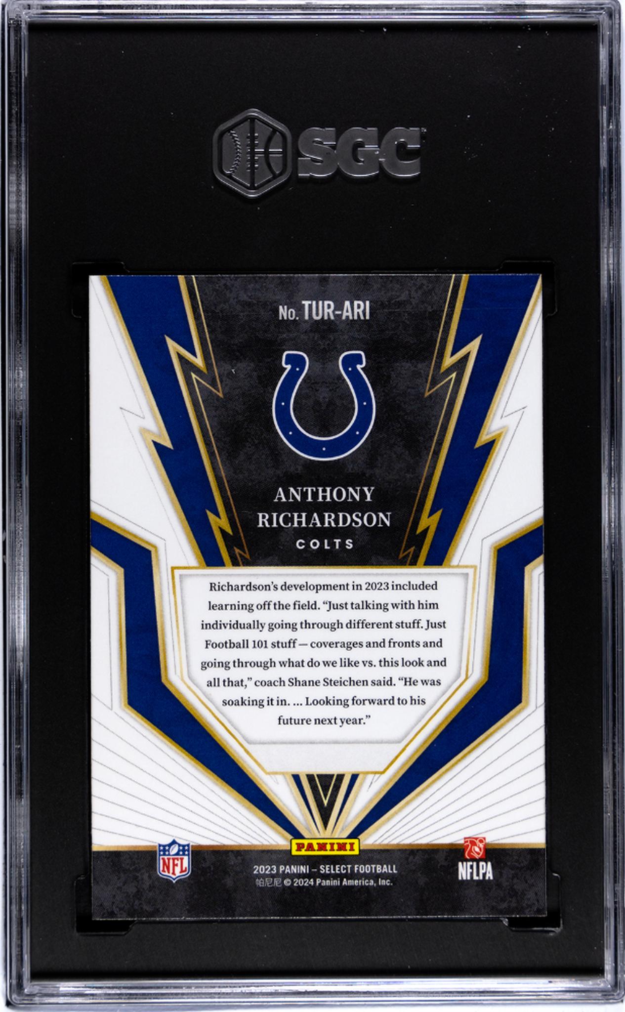 2023 Panini Select #TUR-ARI Anthony Richardson Turbocharged SGC 8.5
