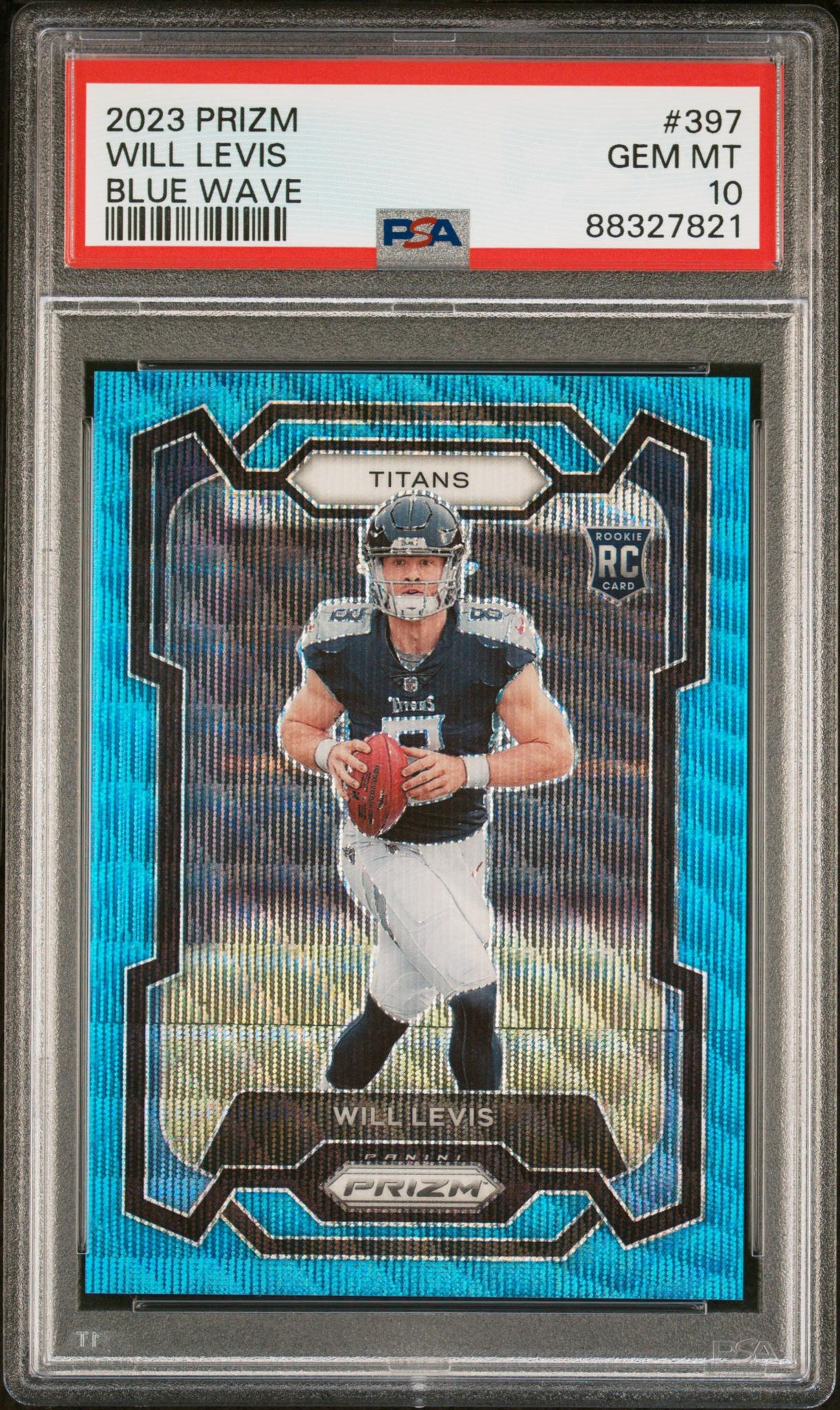 2023 Panini Prizm Blue Wave Will Levis #397 RC /199 PSA 10