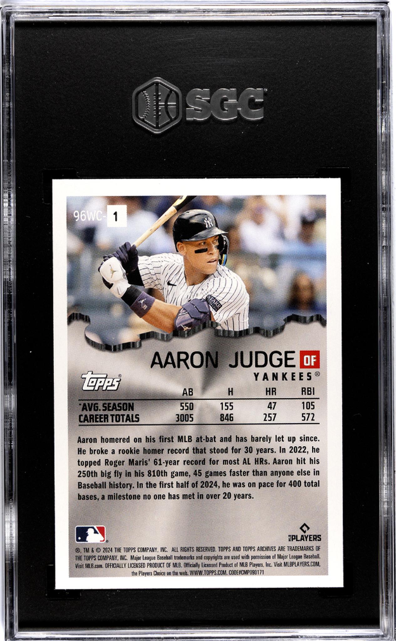 2024 Topps Archives #96WC-1 Aaron Judge Wrecking Crew SGC 9