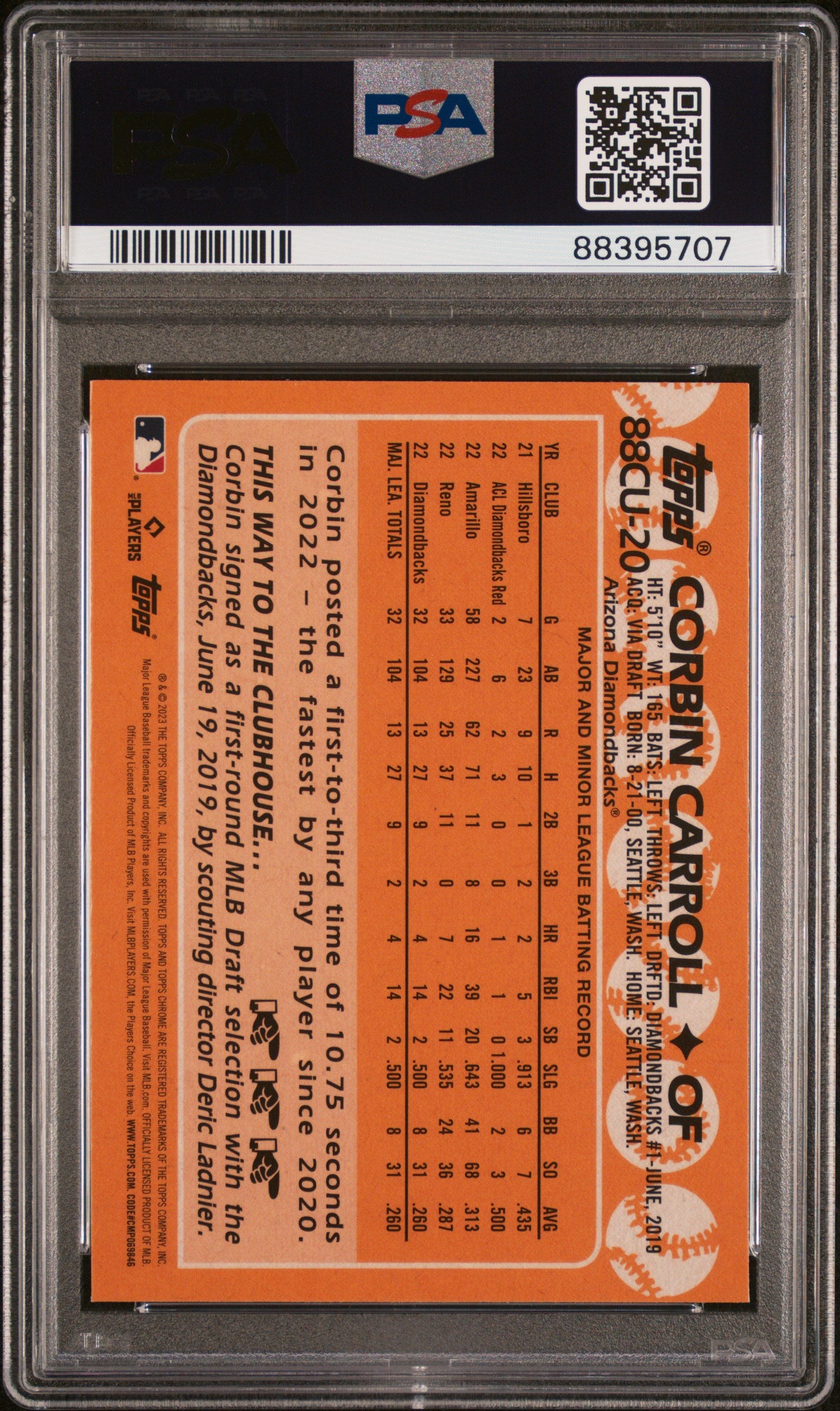 2023 Topps Chrome Update 1988 Topps Baseball Corbin Carroll #88CU-20 RC PSA 10