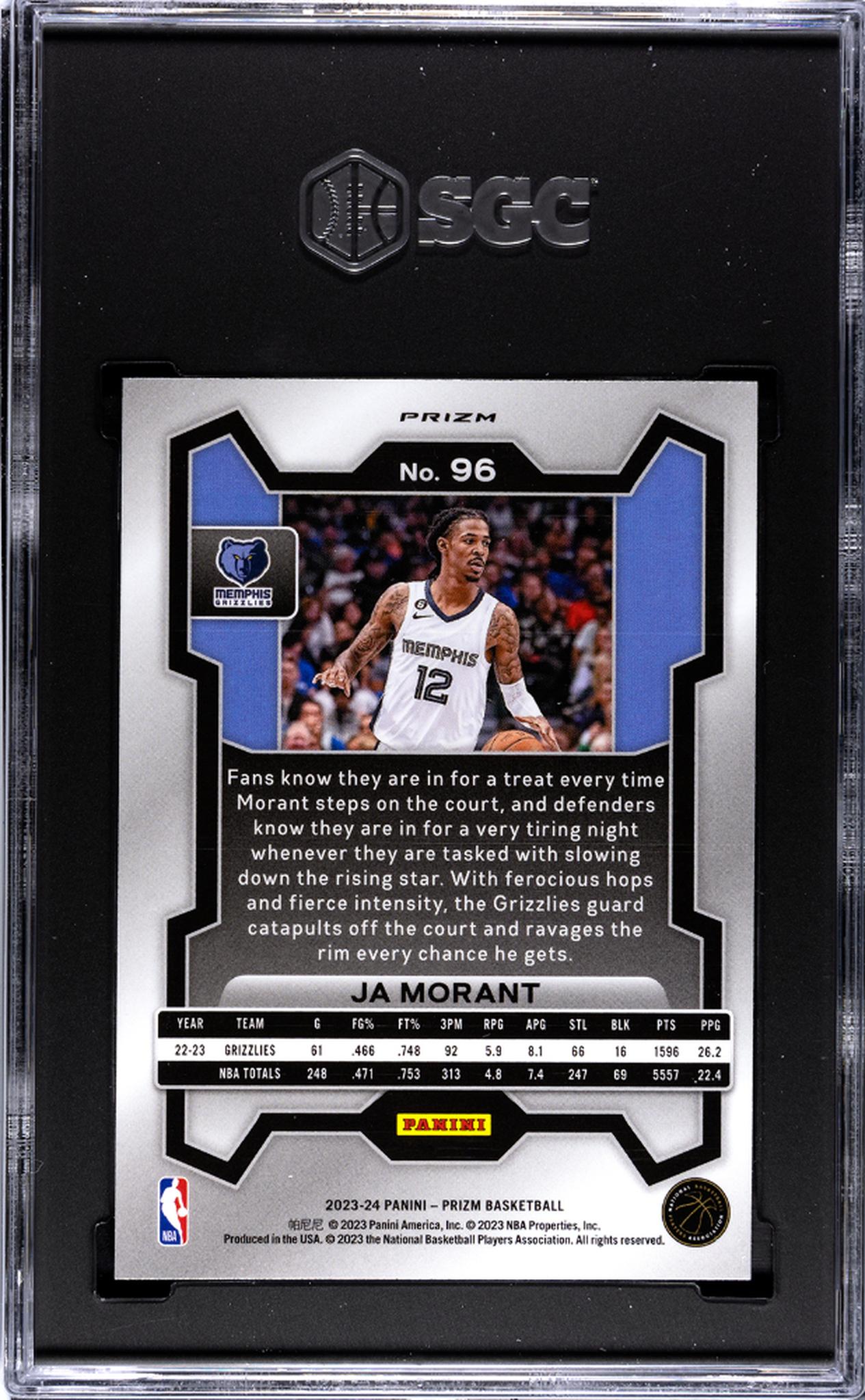 2023-24 Panini Prizm #96 Ja Morant Ice Prizm SGC 9.5