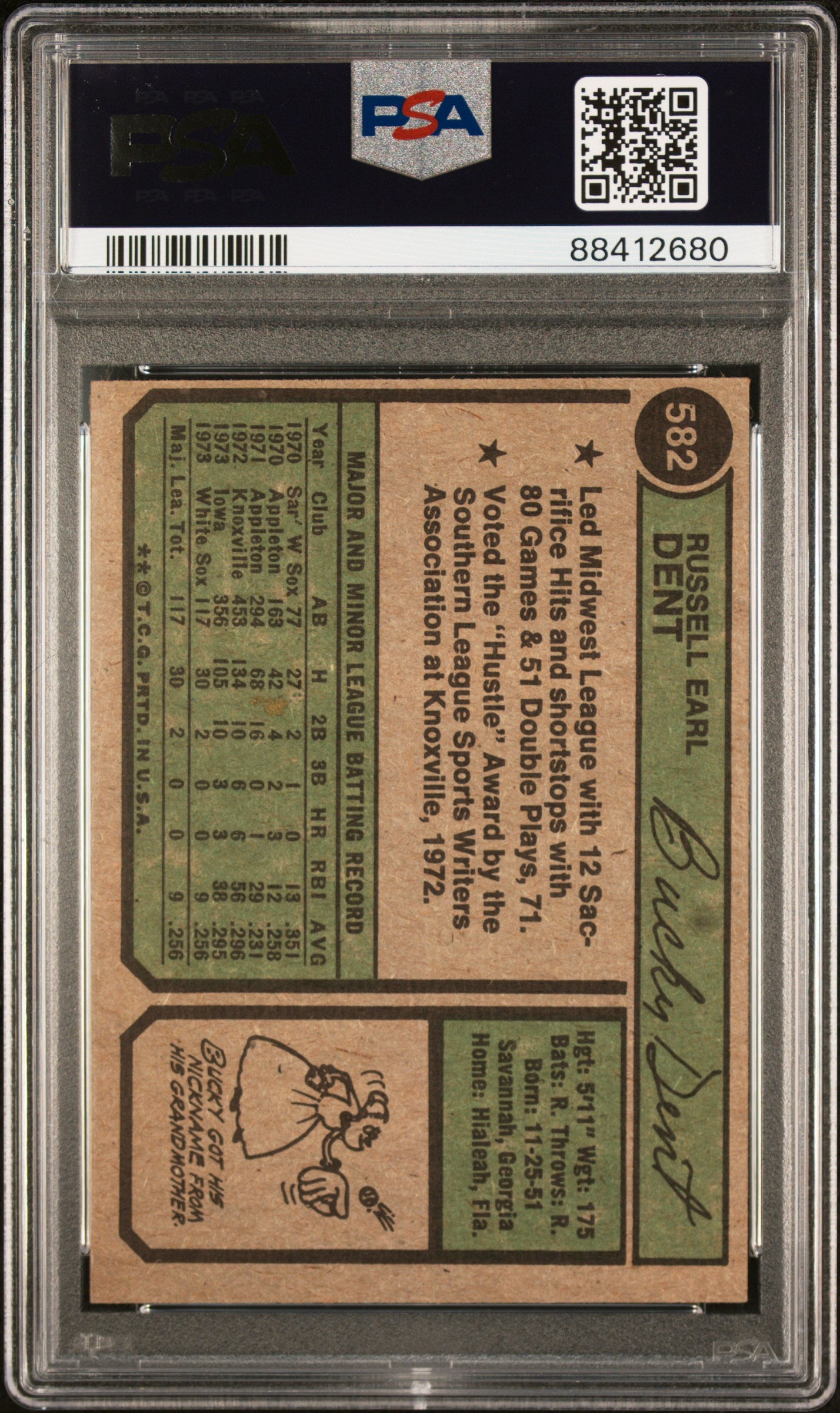 1974 Topps Bucky Dent #582 PSA 6