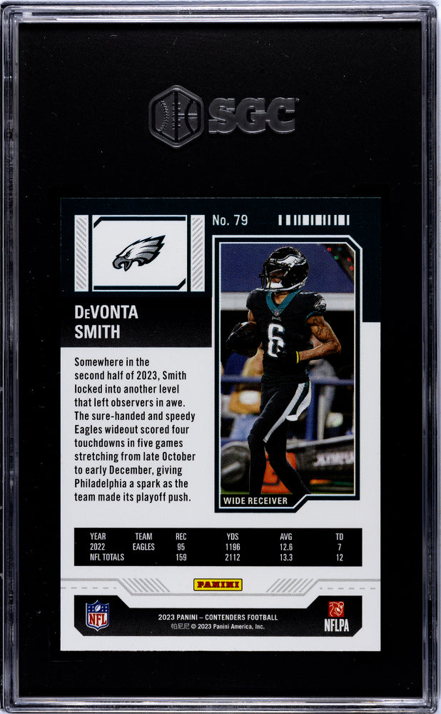 2023 Contenders #79 DeVonta Smith Red Game Ticket SGC 9.5