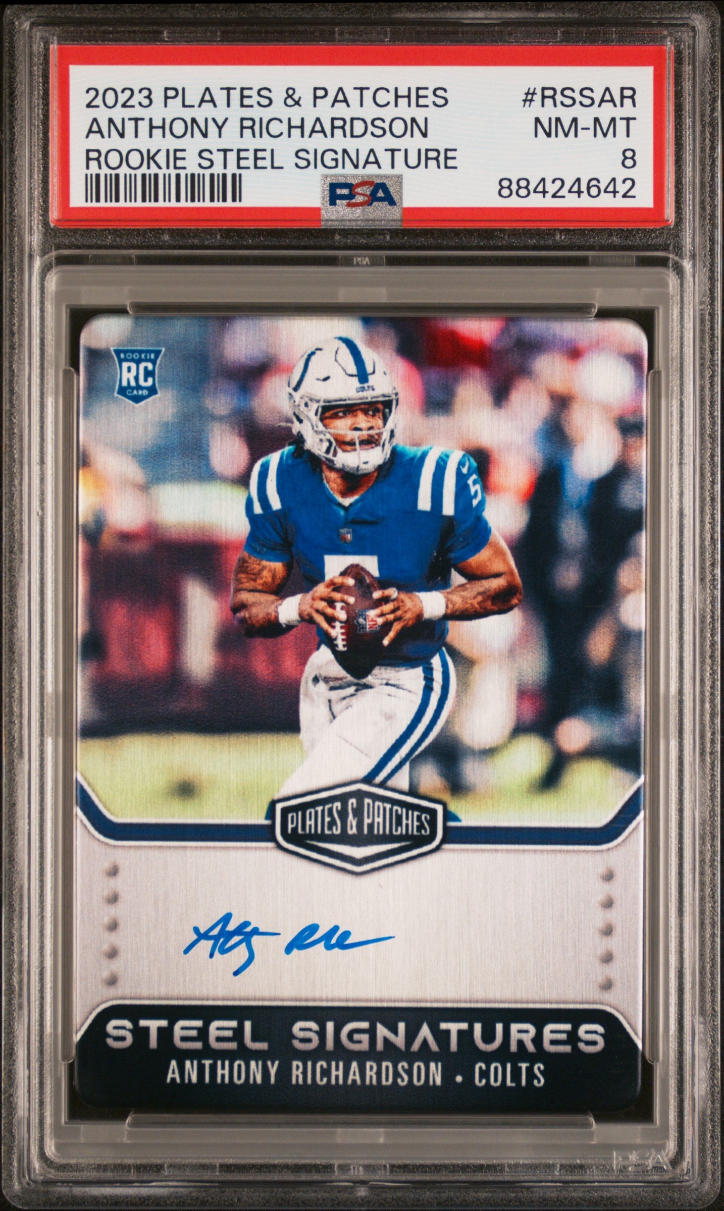 2023 Plates & Patches #RSSAR Anthony Richardson Steel Signatures /300 PSA 8