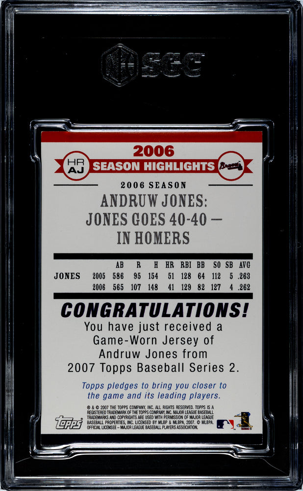 2007 Topps Andruw Jones Highlights Relic SGC 7