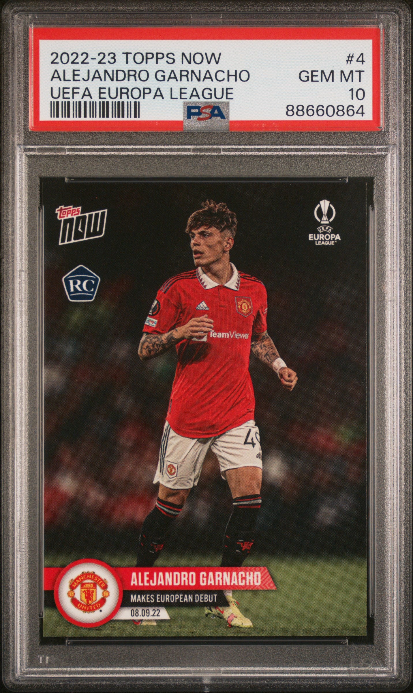 2022 Topps Now UEFA Europa League Alejandro Garnacho #4 PSA 10