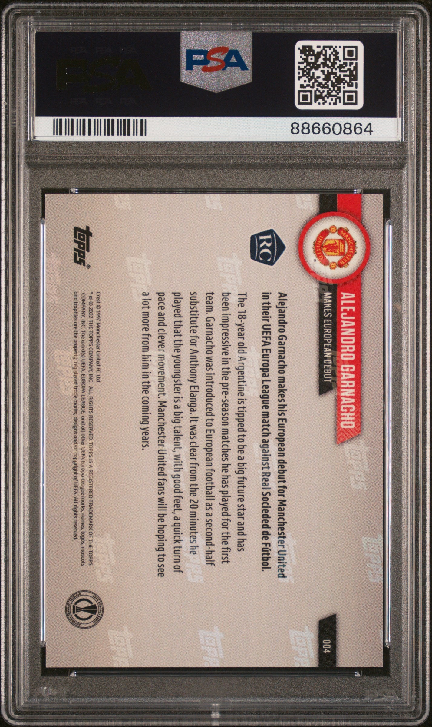 2022 Topps Now UEFA Europa League Alejandro Garnacho #4 PSA 10